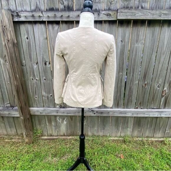 💜 Donna Karan Women Collarless Split-front Patch Flap Pocket Jacket - Picture 5 of 8